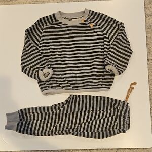 Baby Bean's Striped Black and Gray Sweater Set